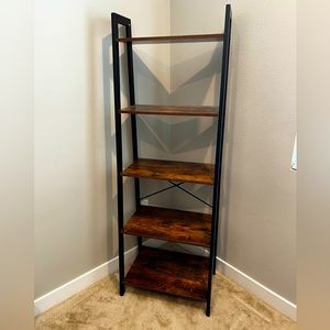 YMYNY Ladder Shelf, Industrial 5 Tier Bookshelf, Standing Bookcase,